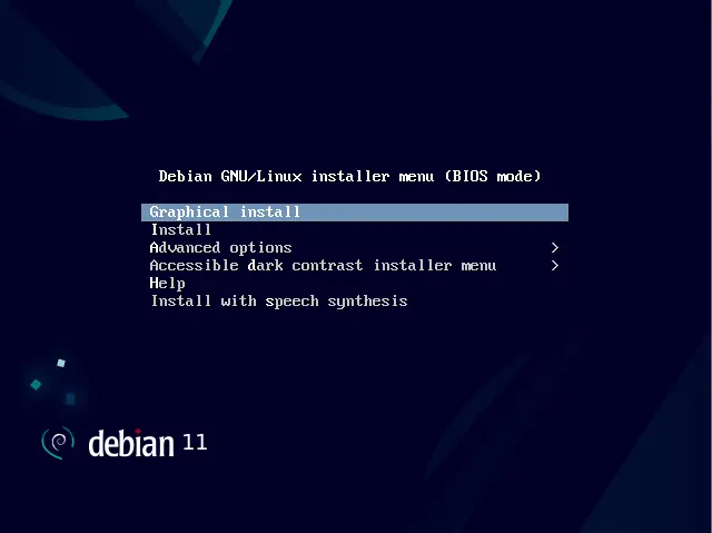 Bild: Debian Installer Menu.