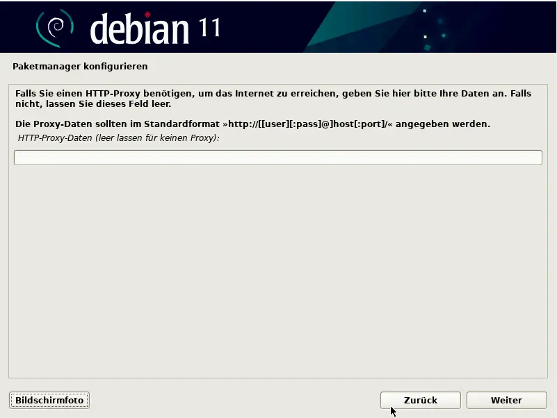 Bild: Eingabefeld für Proxy.
