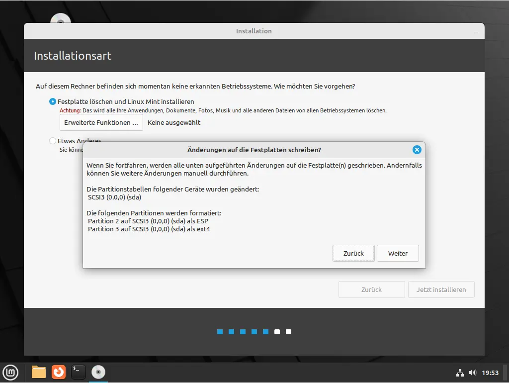 Bild: Bestätigung der Auswahl ganze Platte oder manuell.