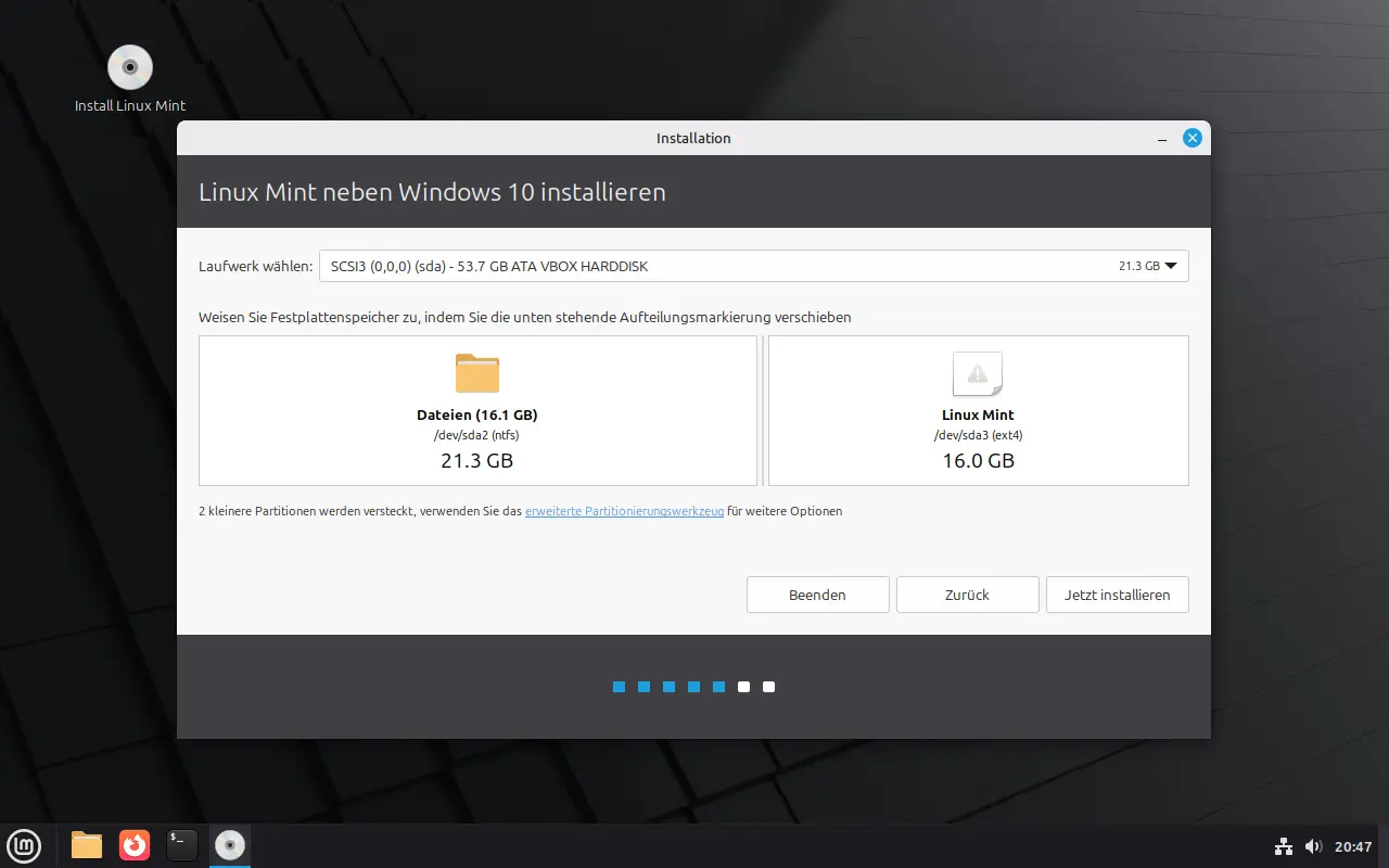 Bild: Grafische Darstellung der geplanten Festplattenstruktur.