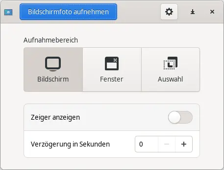 Bild: GNOME Screenshot Hauptfenster.