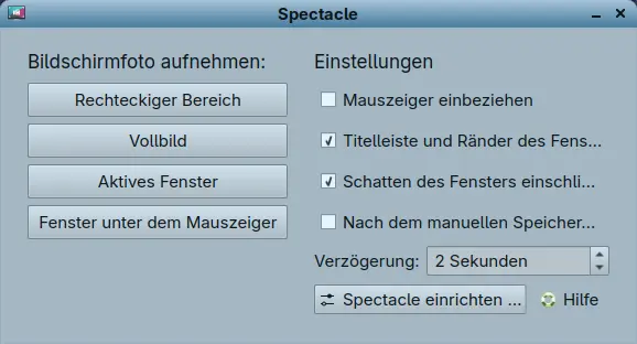 Bild: KDE Spectacle nach dem Start.