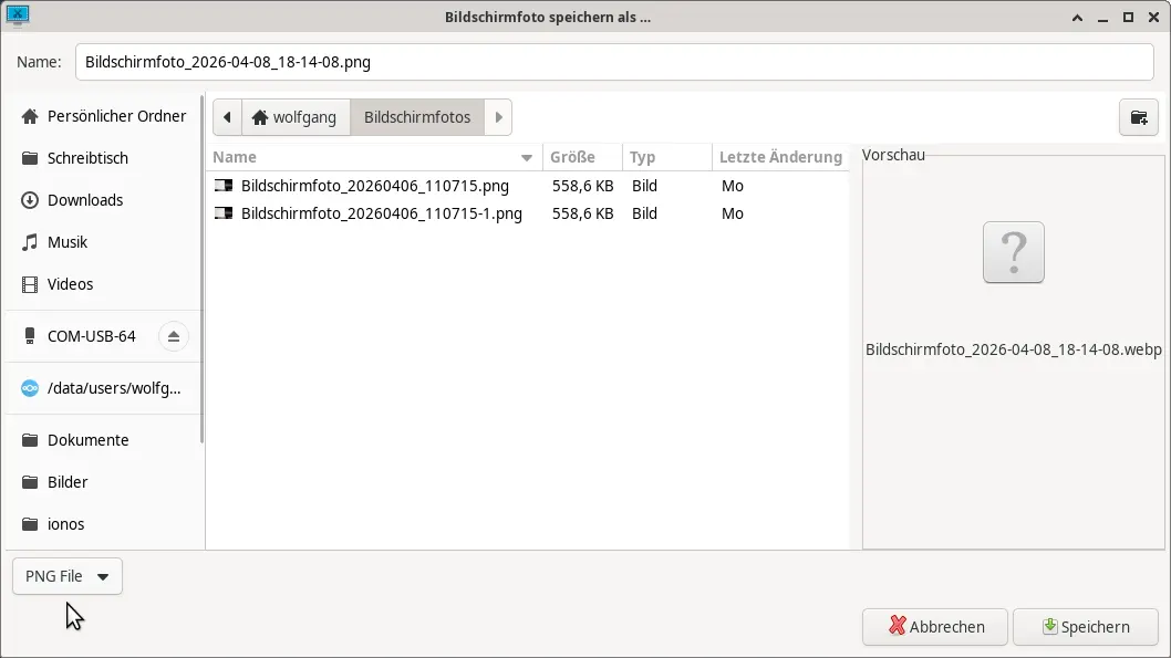 Bild: Xfce Screenshooter nach der Aufnahme.