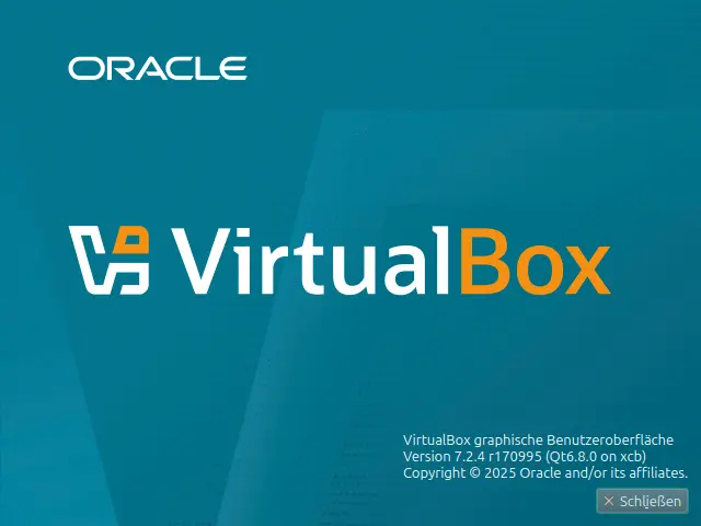 Bild: Das About Fenster der VirtualBox 7.2.